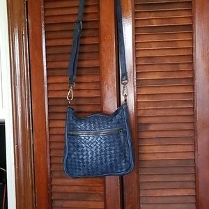 LEATHER WOVEN CROSSBODY
